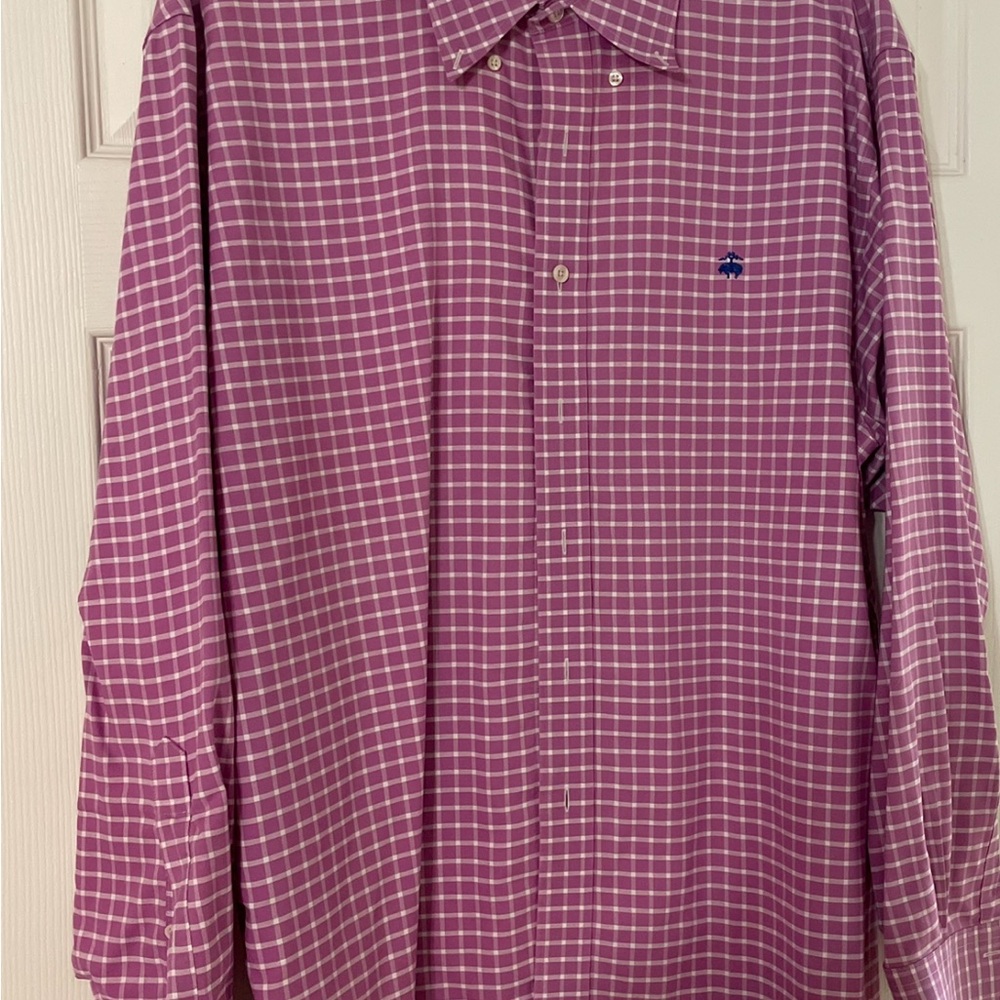 Brooks Brothers Purple and White Casual Button Down Shirt Men’s size XL